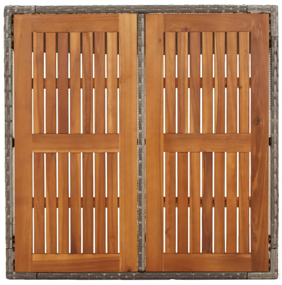 szürke polyrattan falapos kerti asztal 90 x 90 x 75 cm