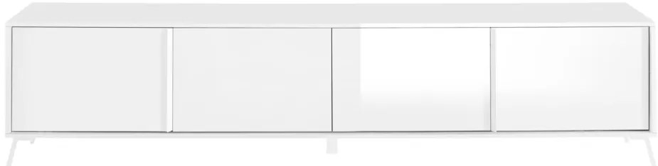 CITY Négyajtós TV-állvány, fehér, magasfényű lakkozott vázzal és előlapokkal