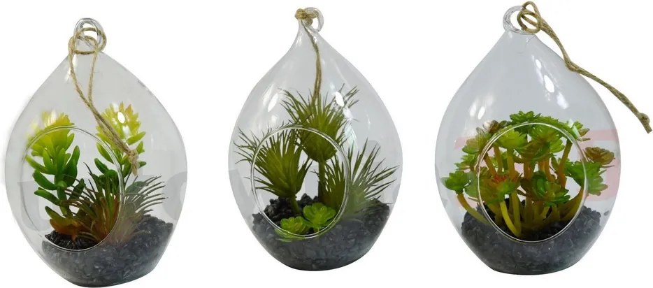 Üveg Bomba Könnycsepp Pozsgásokkal A Köveken dekoráció