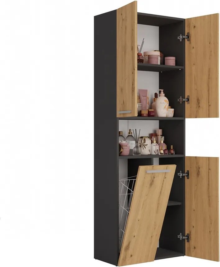 1K DK fürdőszoba szekrény, antracit-tölgy
