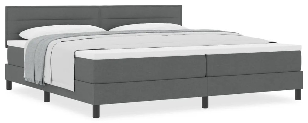 Boxspring ágy matraccal sötétszürke 200x200 cm szövet