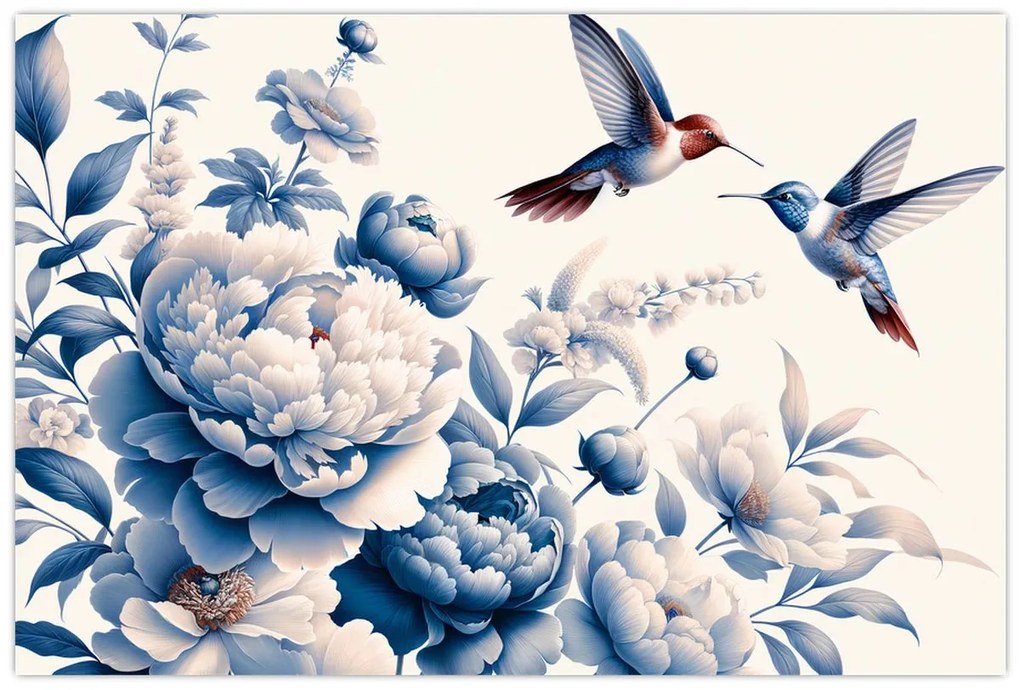 Kép - Kolibrik a virág felett (90x60 cm)