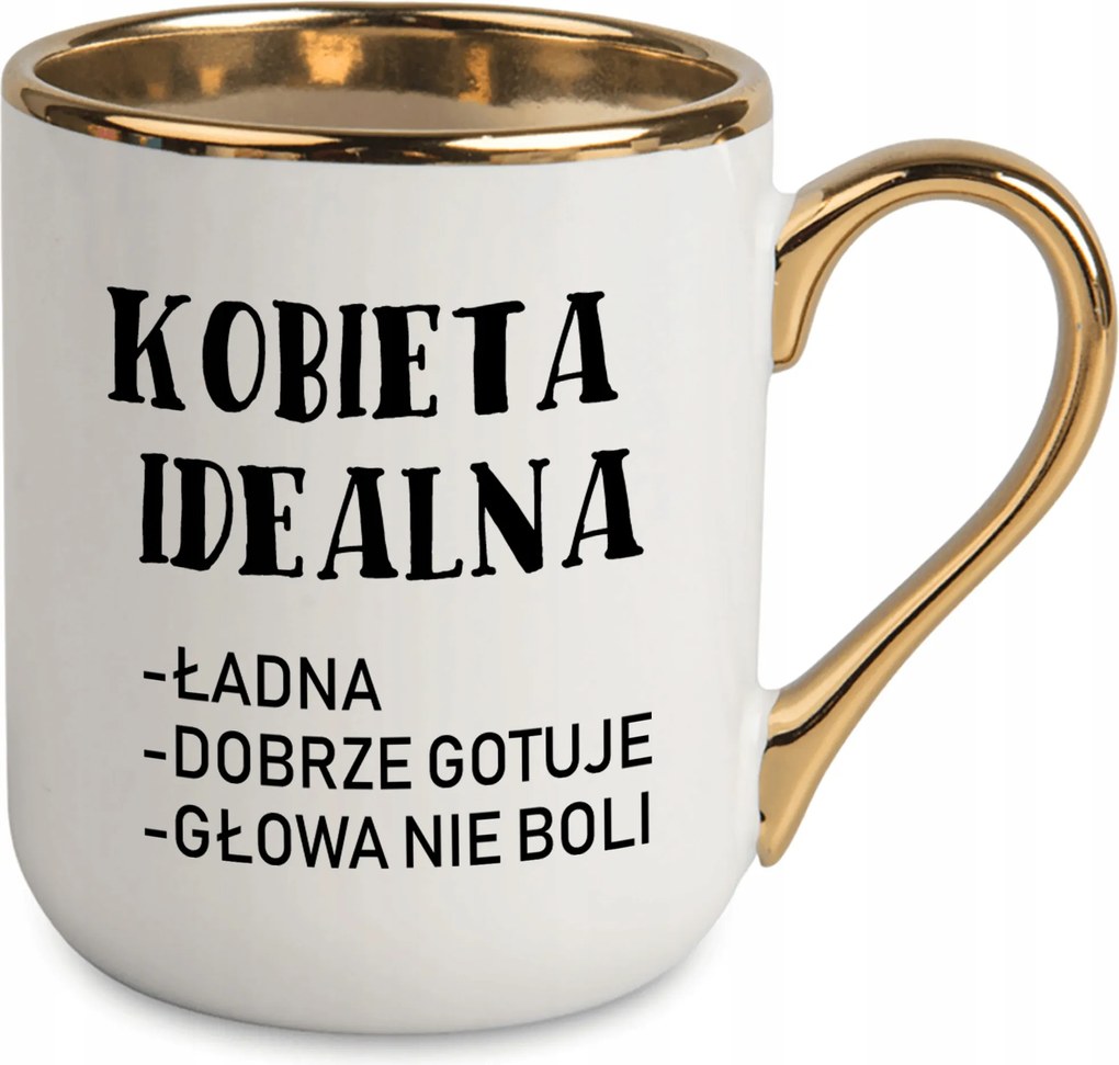 Kubek Elegant Fehér Arany Szélű Füllel Ideális Nő számára Lánynak Feleségnek