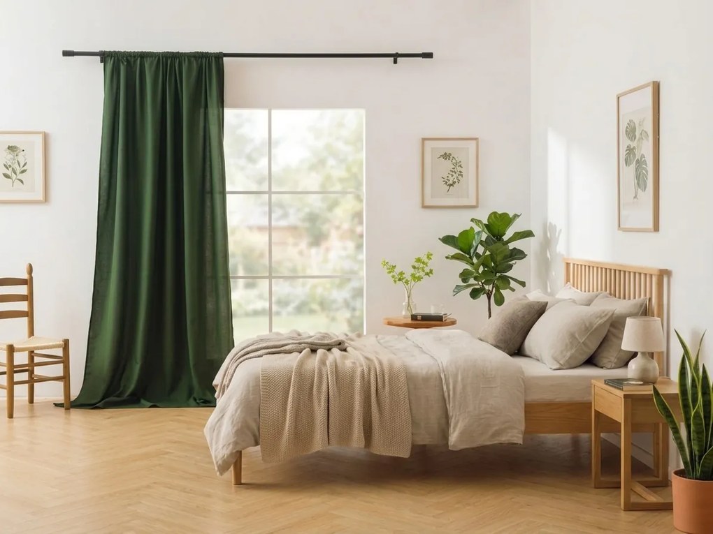 Függöny OXFORD LIGHT 140x250 cm, sötétzöld Felfüggesztés: Fém gyűrűk