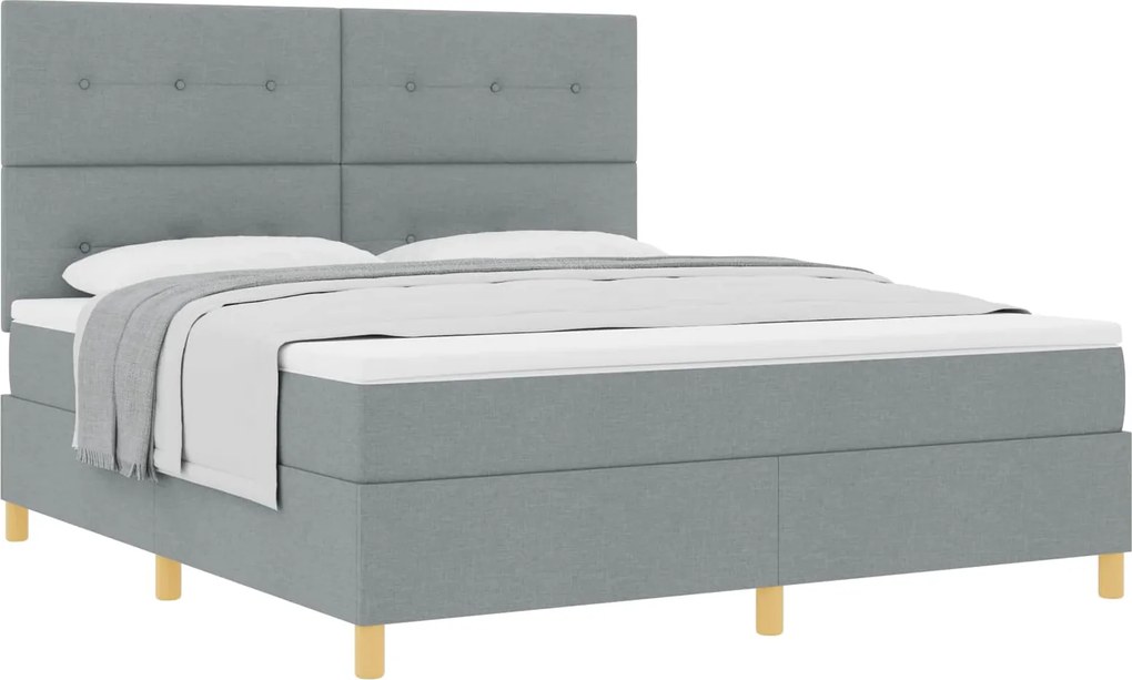 vidaXL Boxrugós ágy matracmal Világosszürke 180 x 200 cm szövet