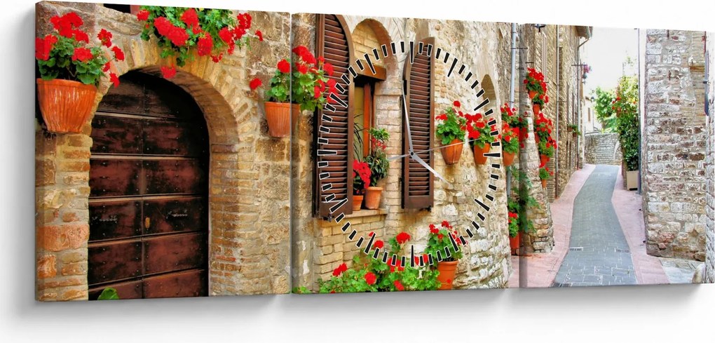 Kép - festői olasz sikátor (órával) (90x30 cm)