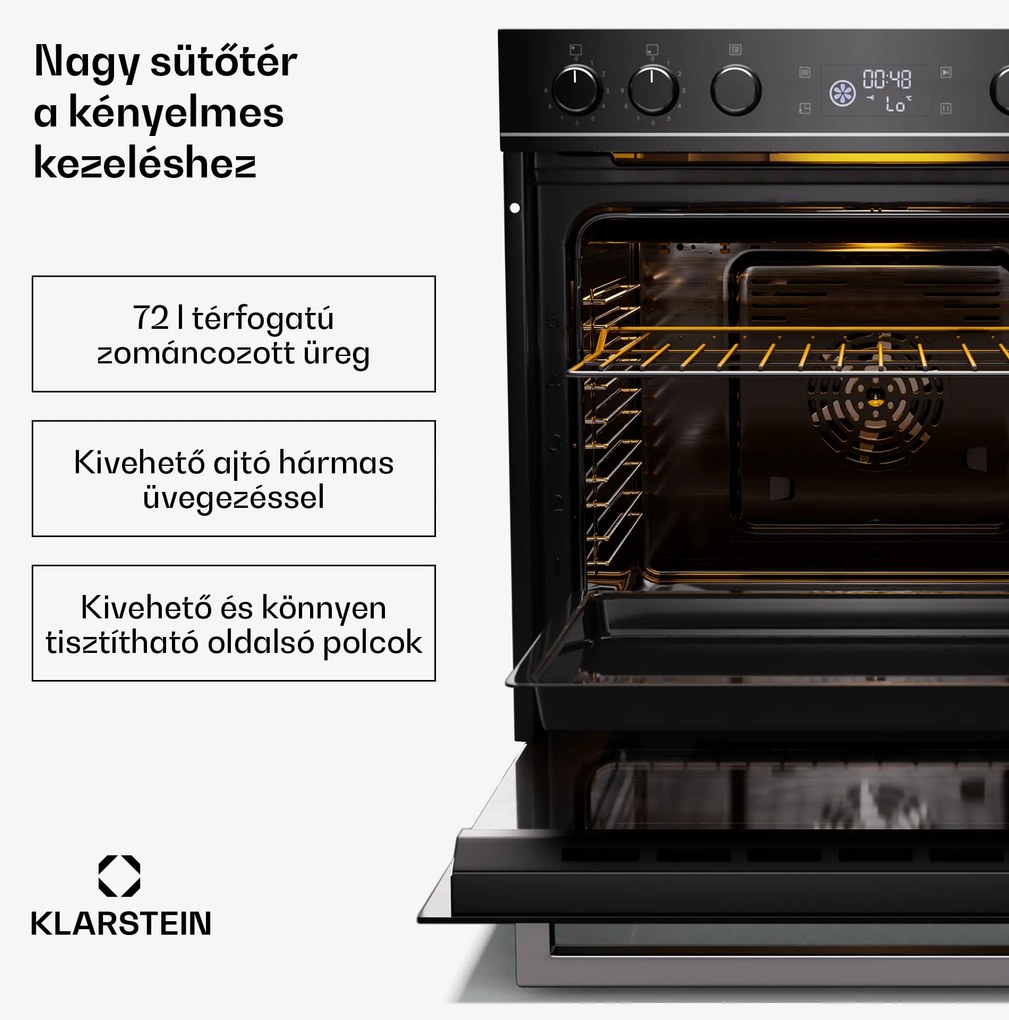 Klarstein ControlSync sütő és indukciós főzőlap szett, 9 funkció, 4 főzőzóna, 73 l űrtartalom
