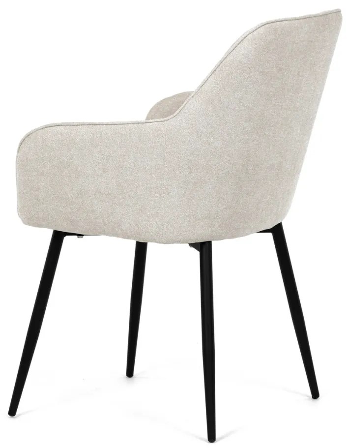 Scaun de sufragerie elegant, stofă bej, metal negru