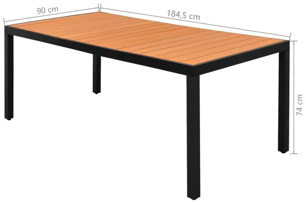 9 részes fekete és barna PVC rattan kerti étkezőgarnitúra