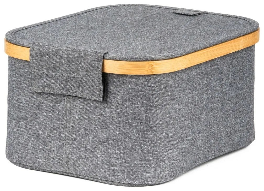 G21 tárolódoboz 24 x 30 x 15 cm, bambusz, fedéllel, szürke
