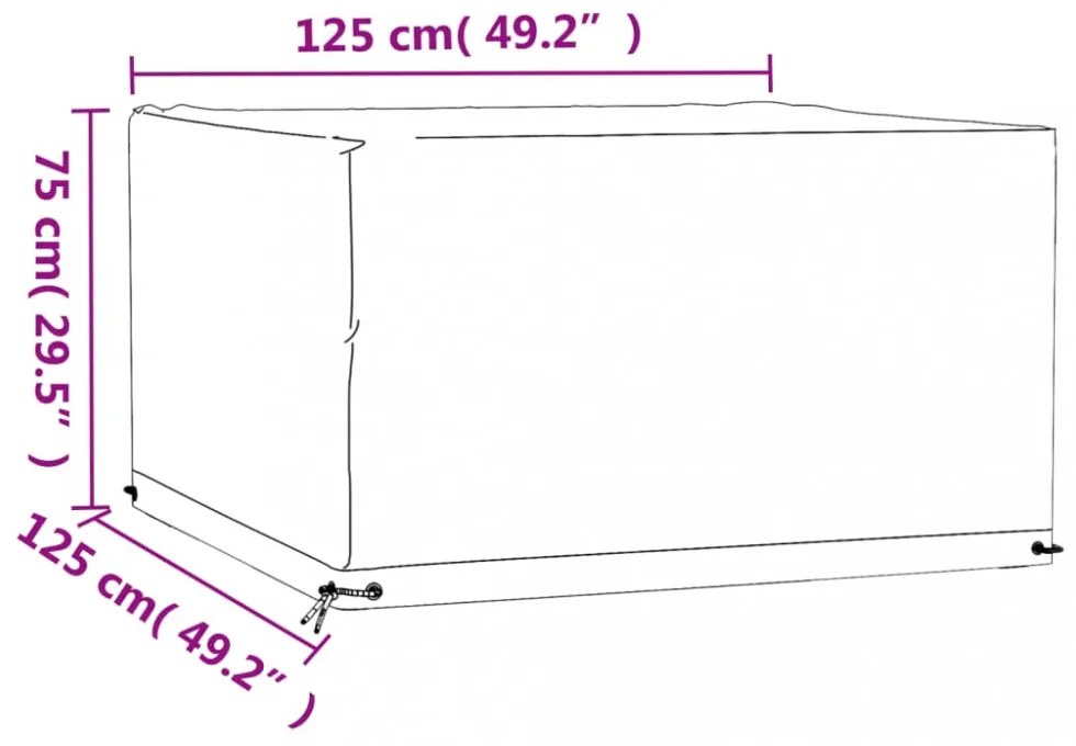 2 db négyzet alakú kerti bútorhuzat 8 fűzőlyukkal 125x125x75 cm