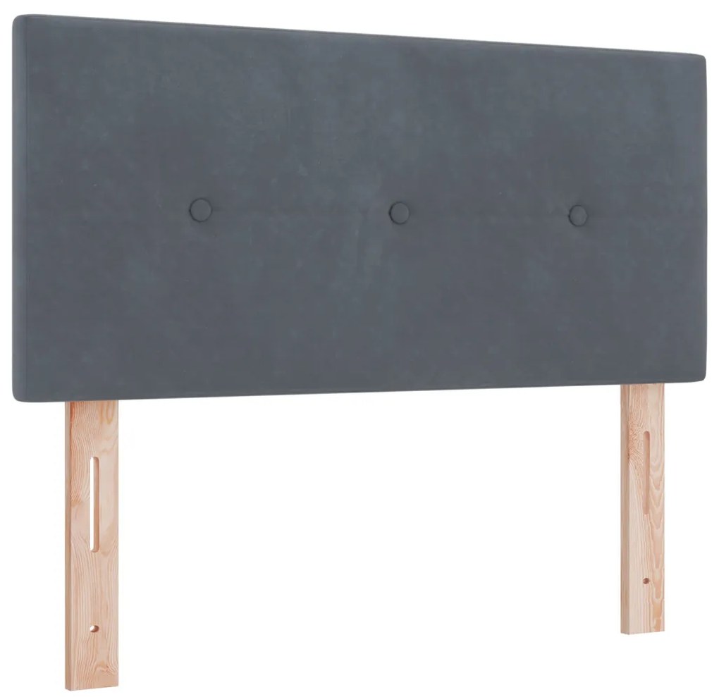 Boxspring ágy matraccal és LED lámpával, sötétszürke, 120x200 cm, bársonyos
