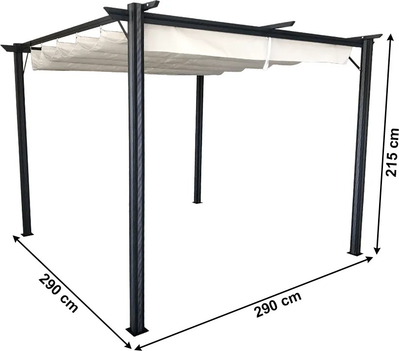 Pergola csúsztatható tetővel, alumínium, PEPY BASIC