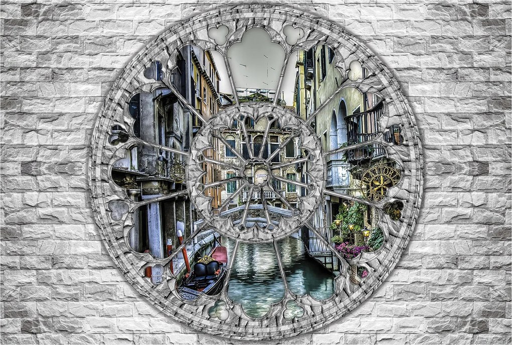 Flizelin fotótapéta Velence Gondola Csatorna Ablak Ív 416x254 +ragasztó