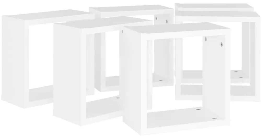 6 db fehér fali kockapolc 30 x 15 x 30 cm
