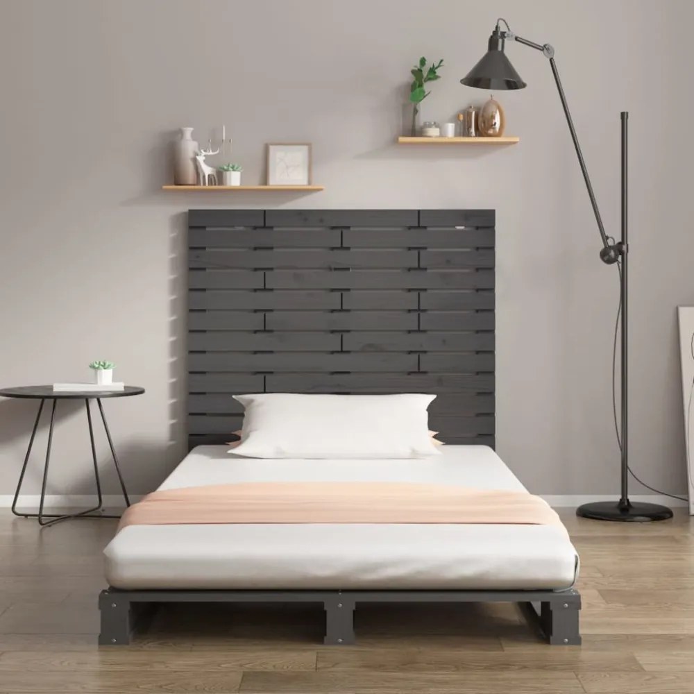 szürke tömör fenyőfa fali fejtámla 96 x 3 x 91,5 cm