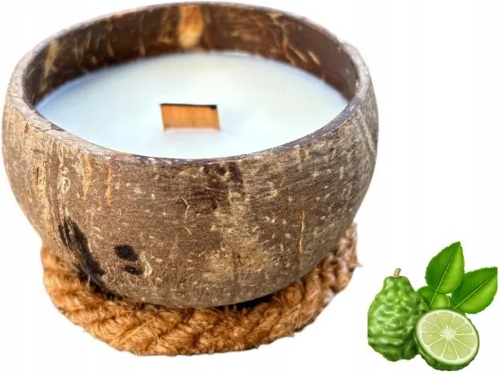 Kókusz illatgyertya KM8R Bergamott és lime fa kanóc