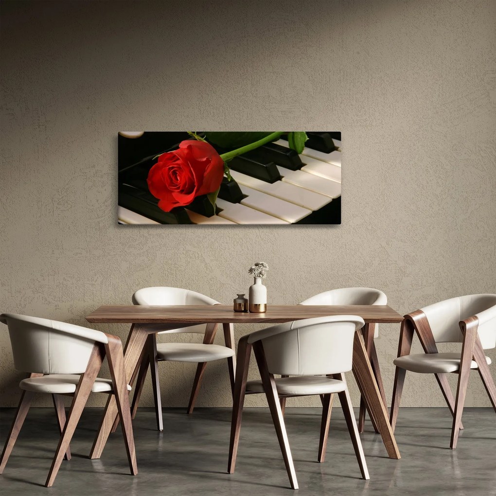 Kép - Zongora és rózsák (120x50 cm)