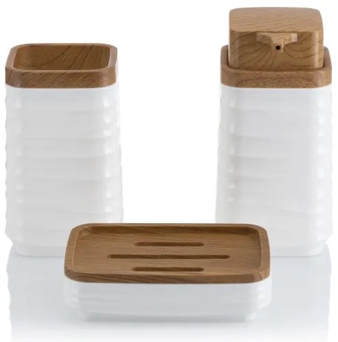 Fürdőszobai készlet WAVE 5 db fehér/barna