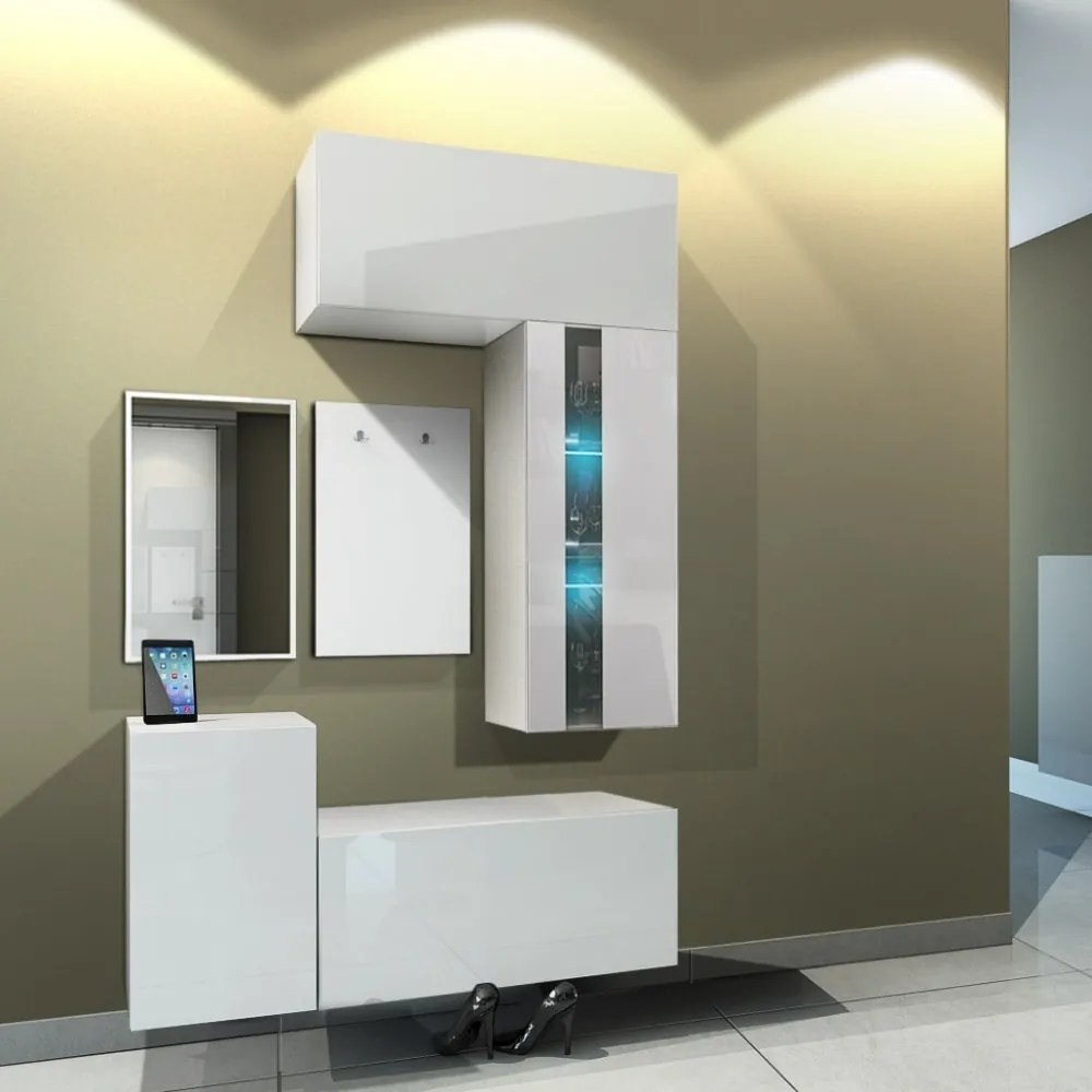 Előszoba bútor - Venezia Ledox LX5 - 120 x 184 cm (magasfényű fehér)