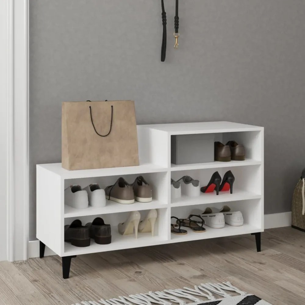 vidaXL fehér szerelt fa cipősszekrény 102x36x60 cm
