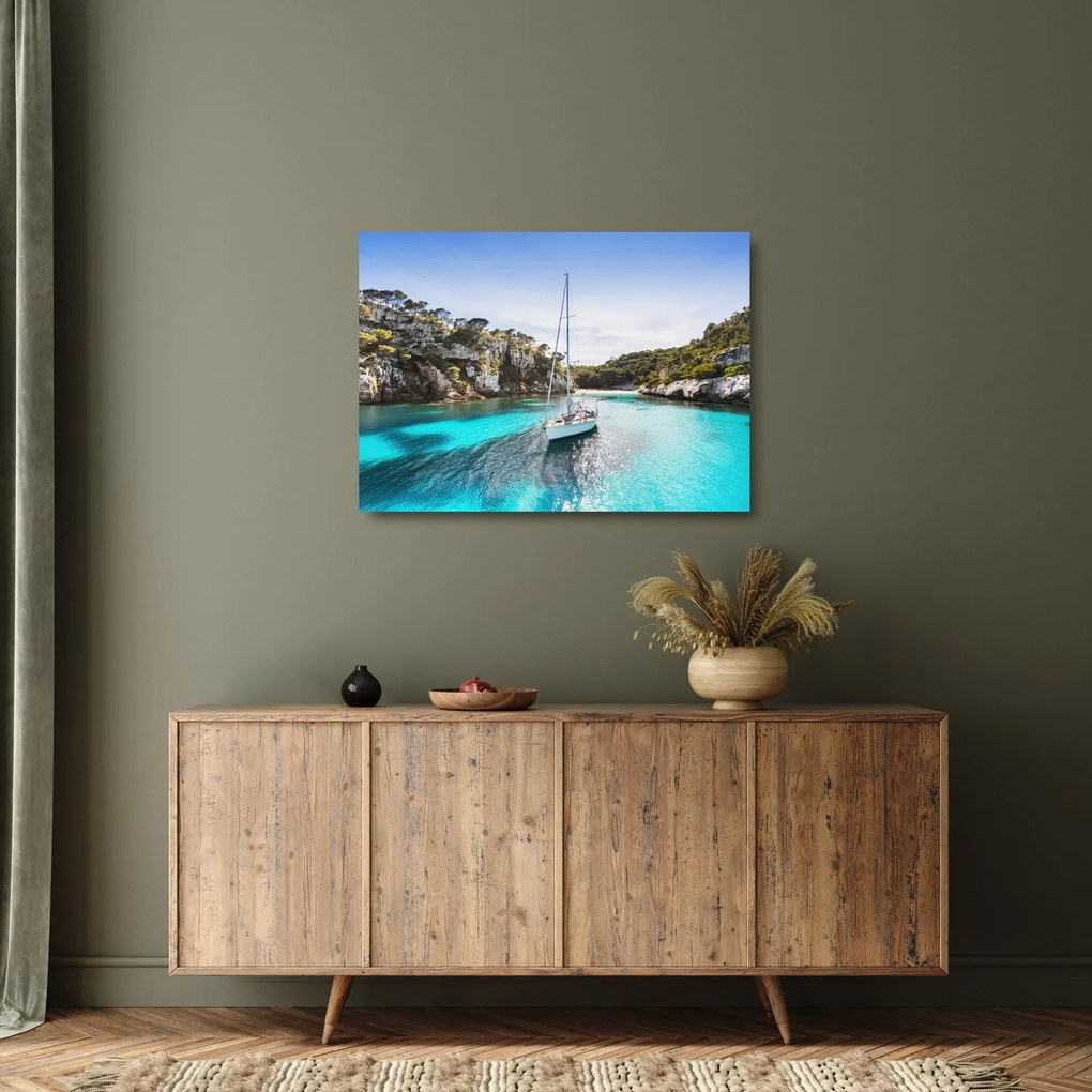 Üveg kép - Strand vitorlással (70x50 cm)
