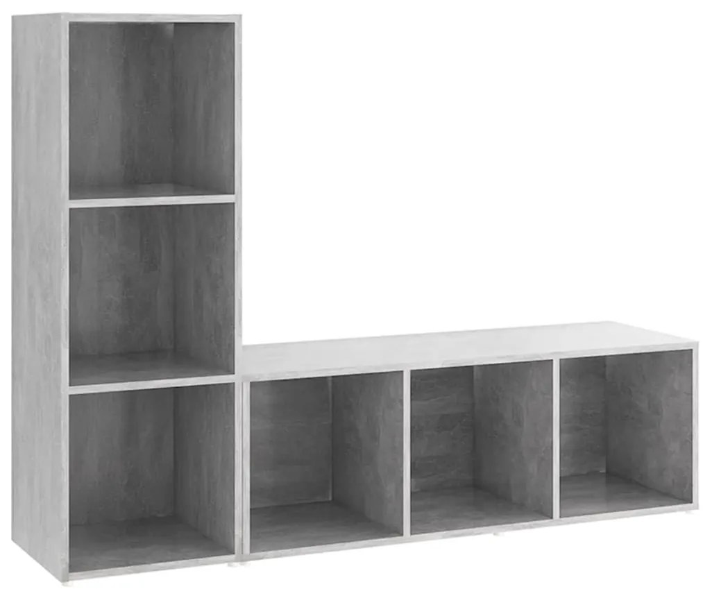 2 db betonszürke szerelt fa TV-szekrény 107 x 35 x 37 cm