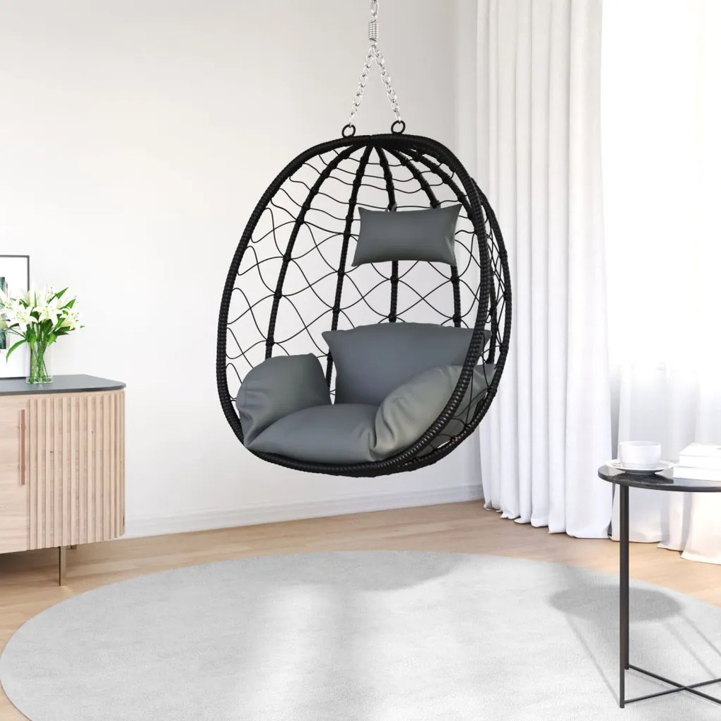 Függő Tojás Szék Állvány Nélkül Antracit Poli Rattan