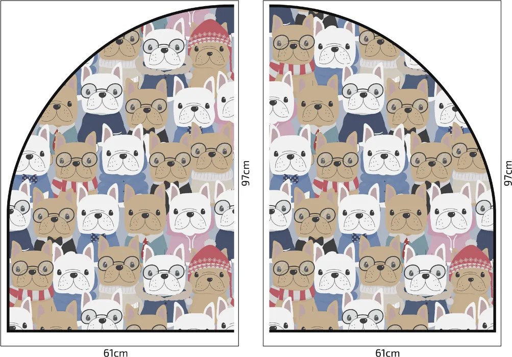PIPPER. Védő textil falmatrica – Ív – Bulldogok Méret: 120x96cm, Indíték: névvel