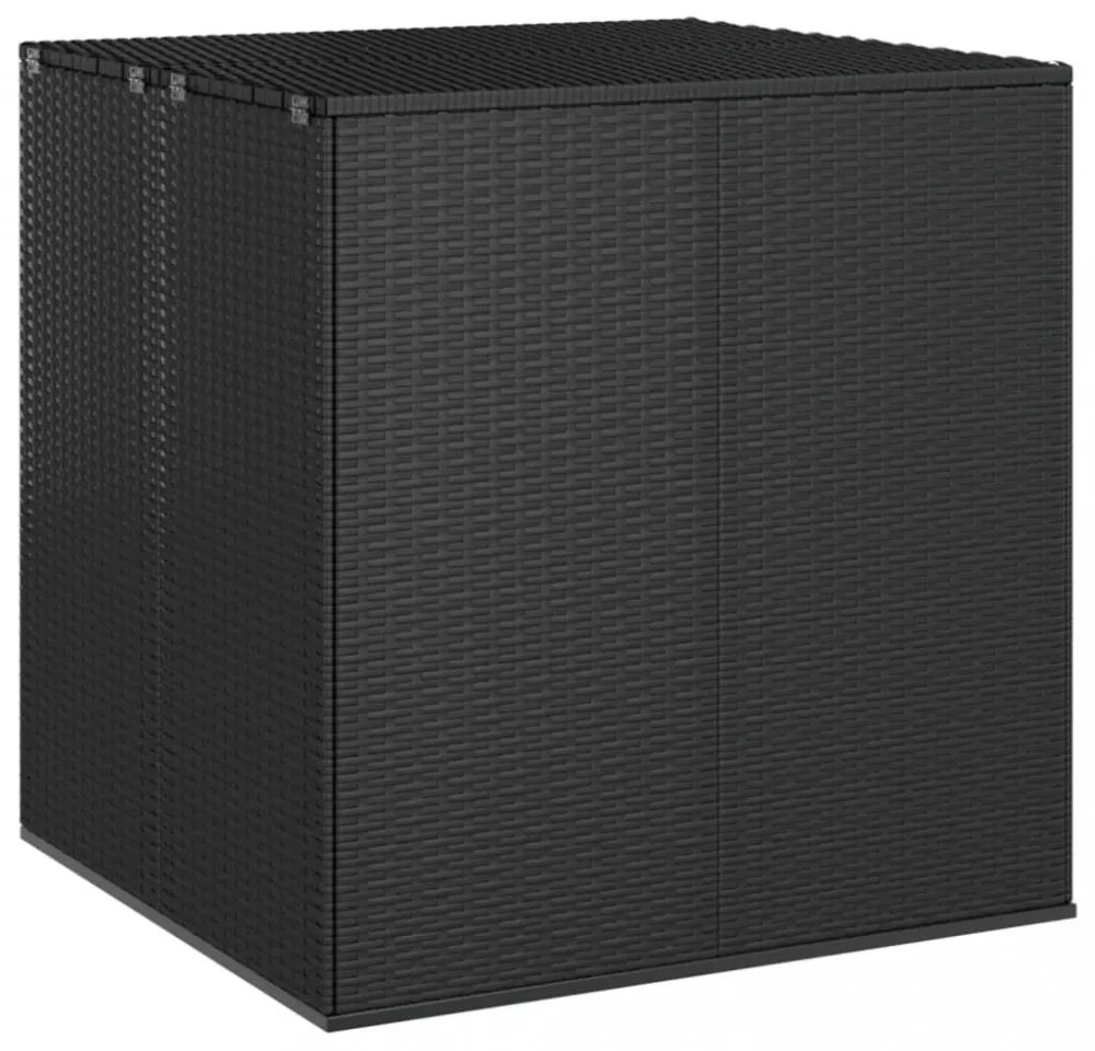 fekete polyrattan kerti párnatartó doboz 100 x 97,5 x 104 cm