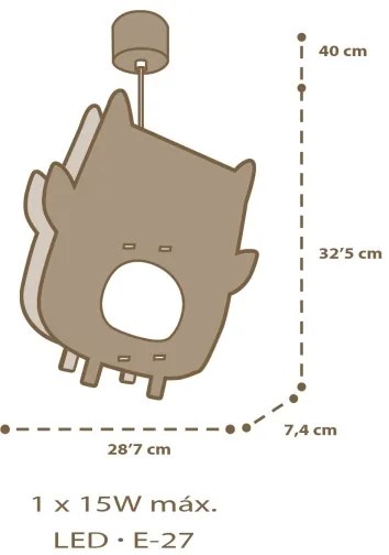Dalber 63397 - Gyerek csillár OWL 1xE27/15W/230V
