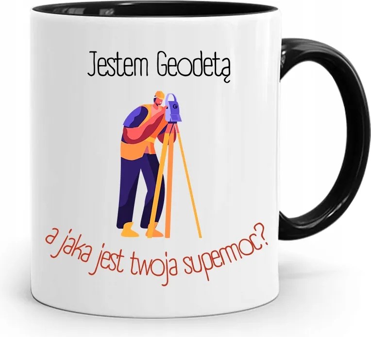 Fekete Bögre Földmérőnek Földmérő Vagyok Ajándék fényképes nyomtatással