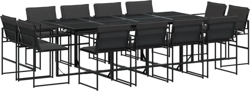 vidaXL 13 részes fekete textilén kerti étkezőgarnitúra párnákkal