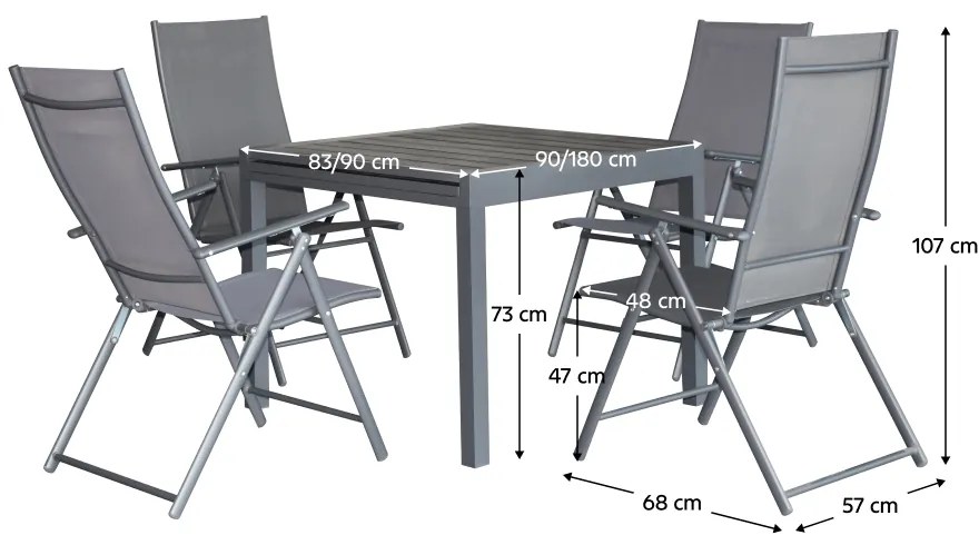 Kerti szett 1+4, sötétszürke, NIKY