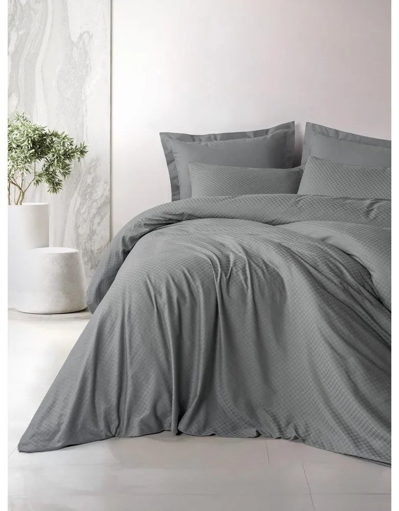 Szürke kétszemélyes-hosszabbított renforcé pamut ágyneműhuzat 240x220 cm Checkered – Mila Home Luxury