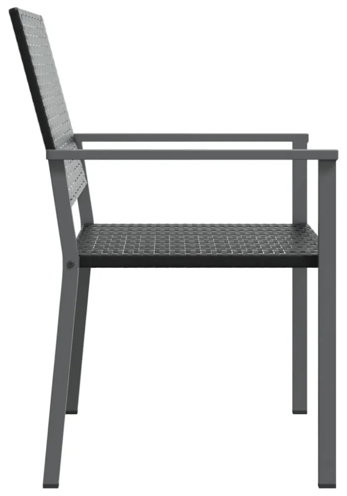 2 db fekete polyrattan kerti szék 54 x 62,5 x 89 cm