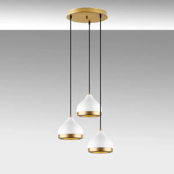 Csillár kábellel YILDO 3xE27/40W/230V fehér/arany