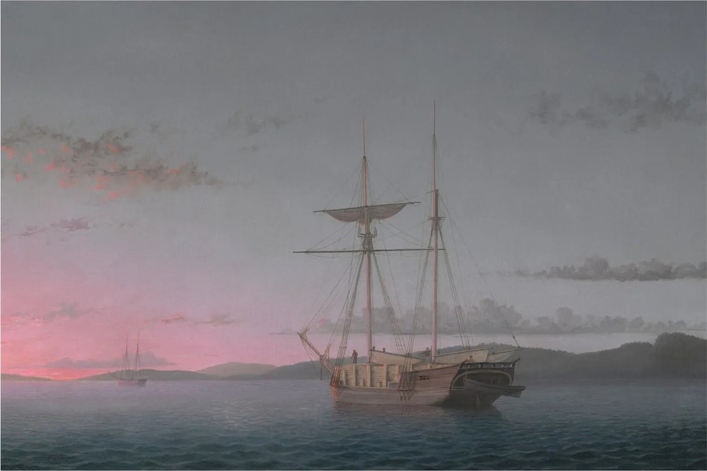 Kép - Fitz Henry Lane, Lumber Schooners at Evening on Penobscot Bay, reprodukciók (90x60 cm)