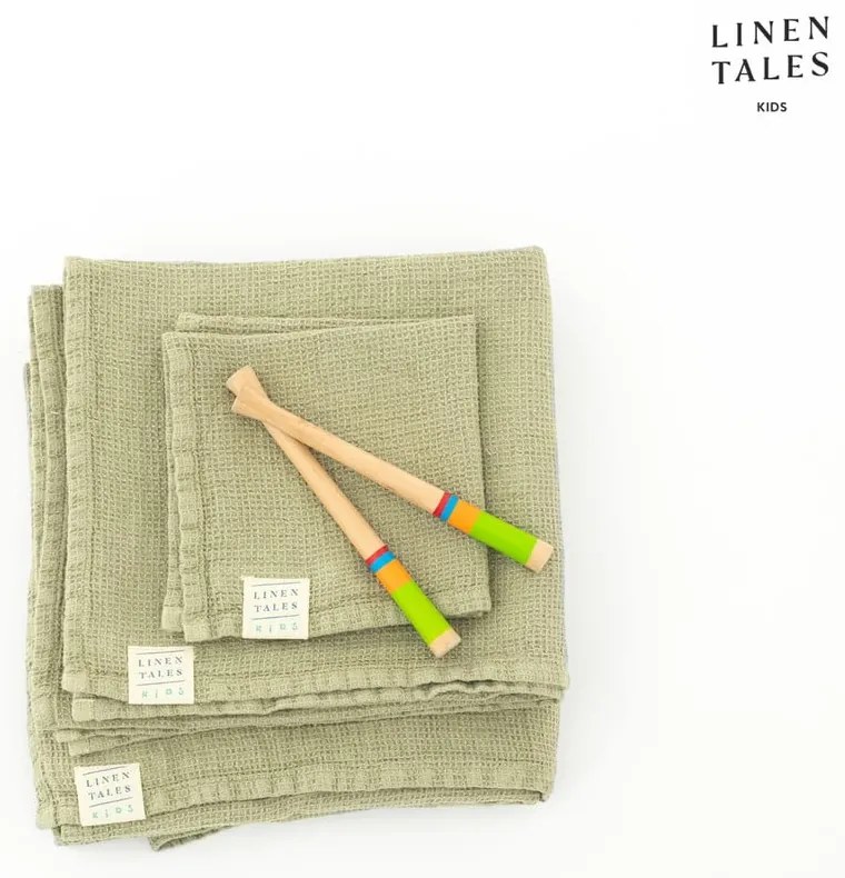 Világoszöld len gyerek fürdőlepedő 45x90 cm – Linen Tales