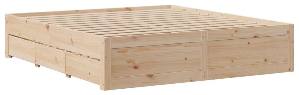 tömör fenyőfa fiókos ágykeret matrac nélkül 200 x 200 cm