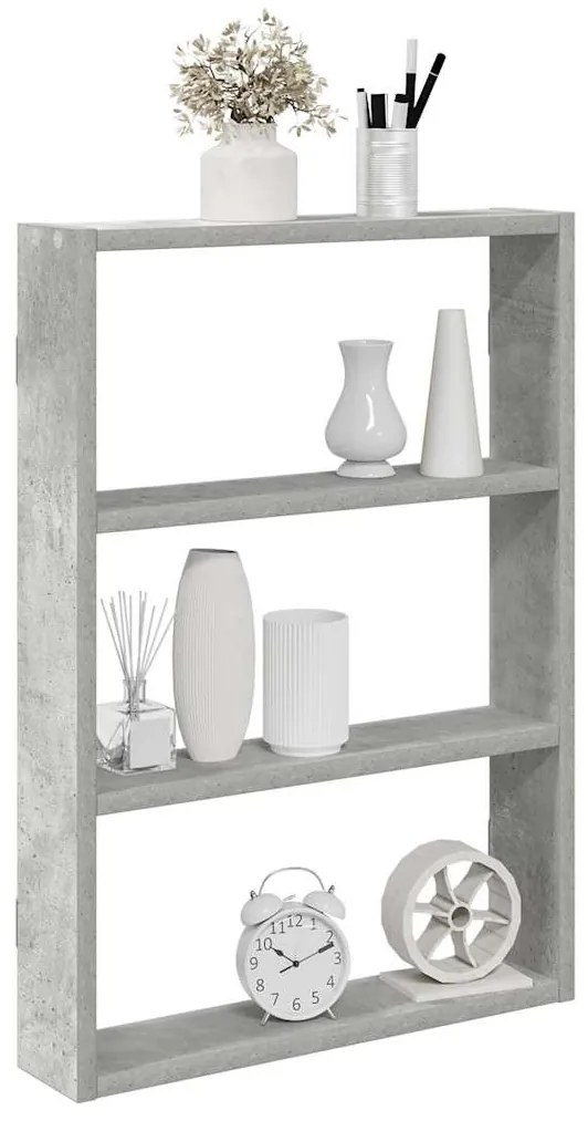 betonszürke szerelt fa fali polc 43 x 9 x 60 cm