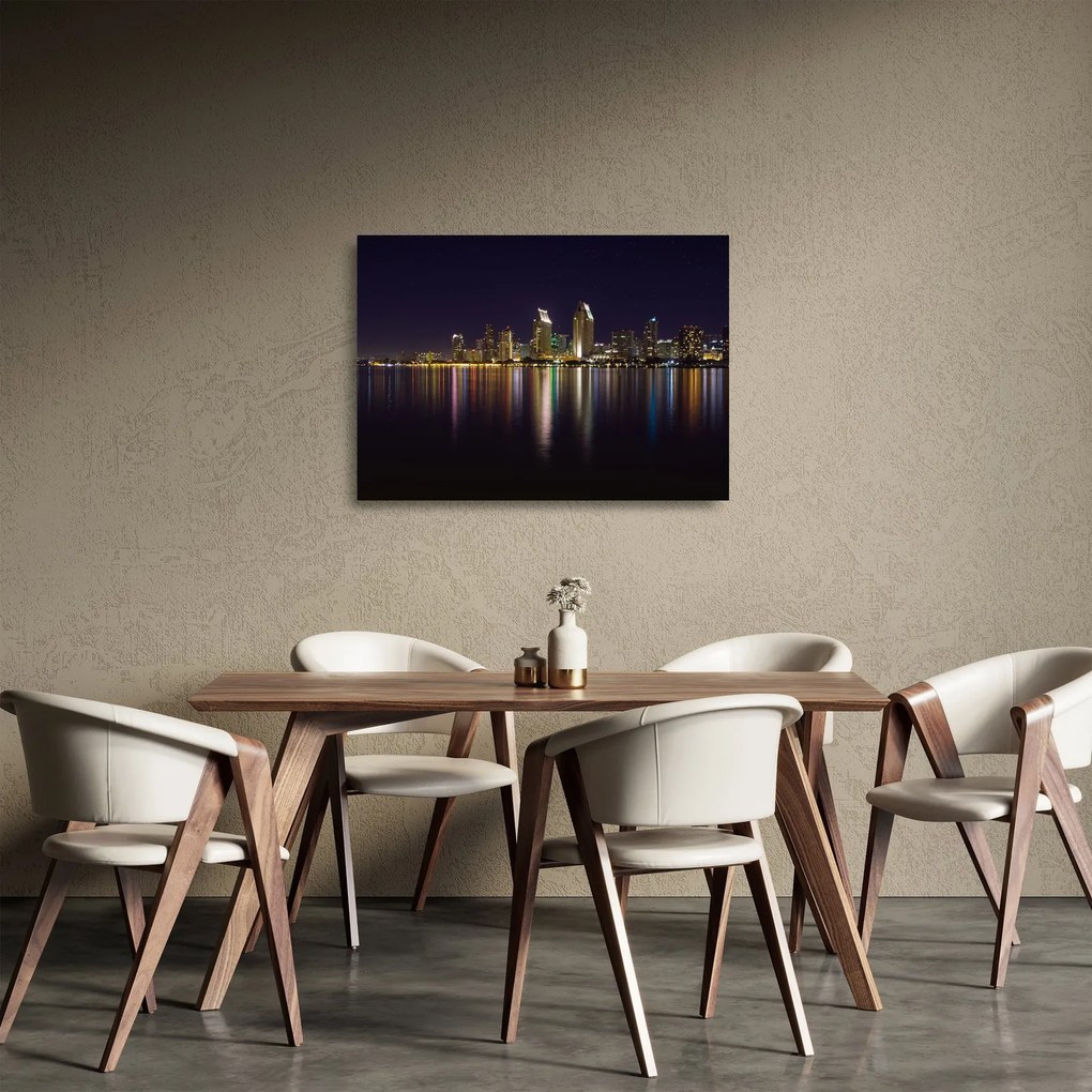 Éjszakai város képe (üvegen) (70x50 cm)