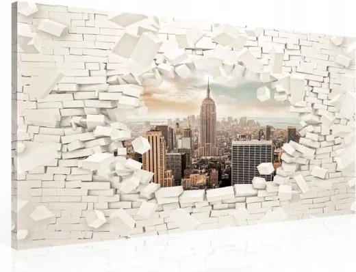 Vászonkép 100x75 New York illúzió város felhőkarcolók panoráma 3D hatás