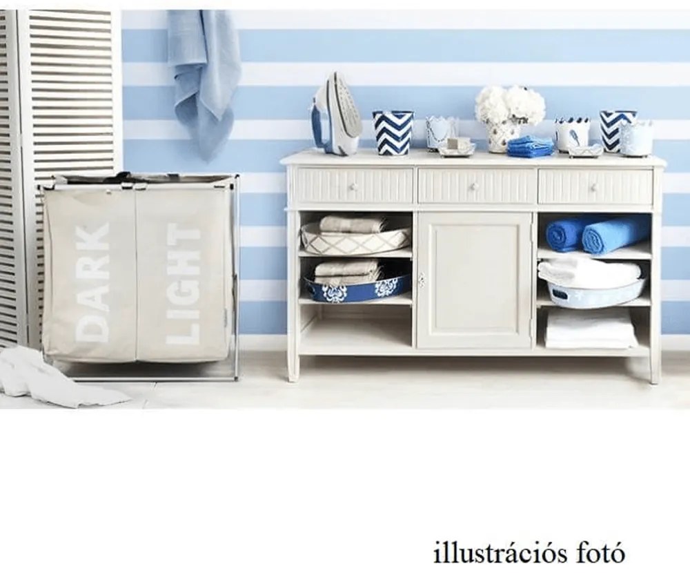 Szennyestartó kosár szövetből, szürke-bézs, LAUNDRY NEW TYP 1