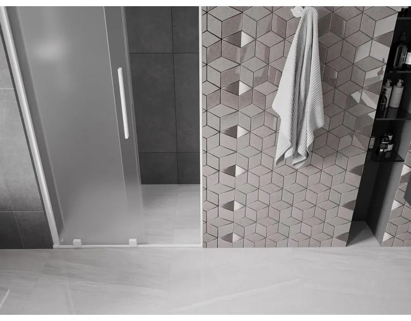 Mexen Velar, tolózuhanyajtó nyitáshoz 90 cm, 8 mm-es matt üveg, fehér matt, 871-090-000-31-20
