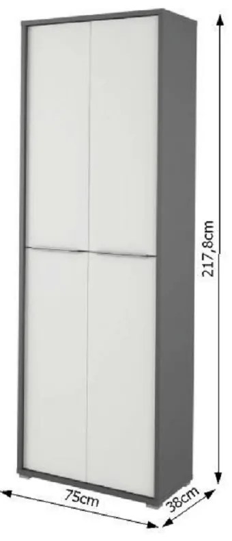 Polcosszekrény Hamila NEW TYP 05 (grafit + fehér). 1028758
