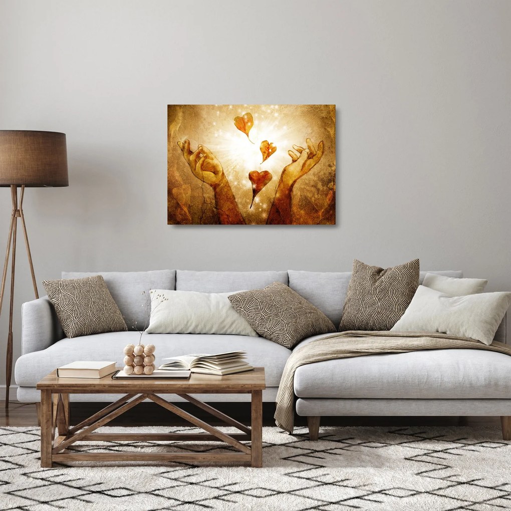 Kép - Szeretettel teli kezek festménye (üvegen) (70x50 cm)