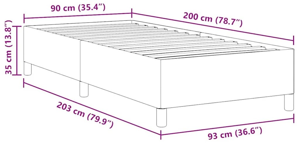Ágykeret Szürke zöld 90 x 200 cm Bársony anyag