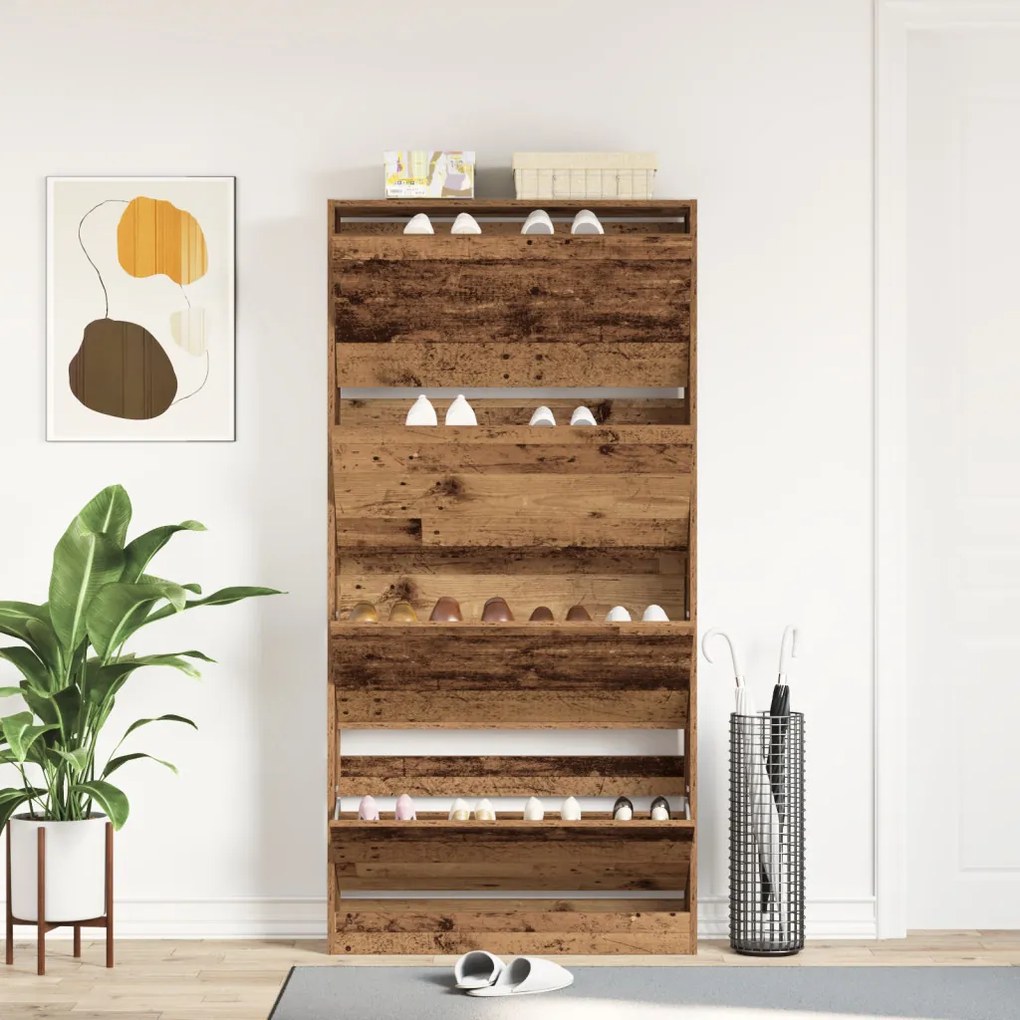 Cipőszekrény Régi fa Szerelt fa 80 x 21 x 163.5 cm Tartós