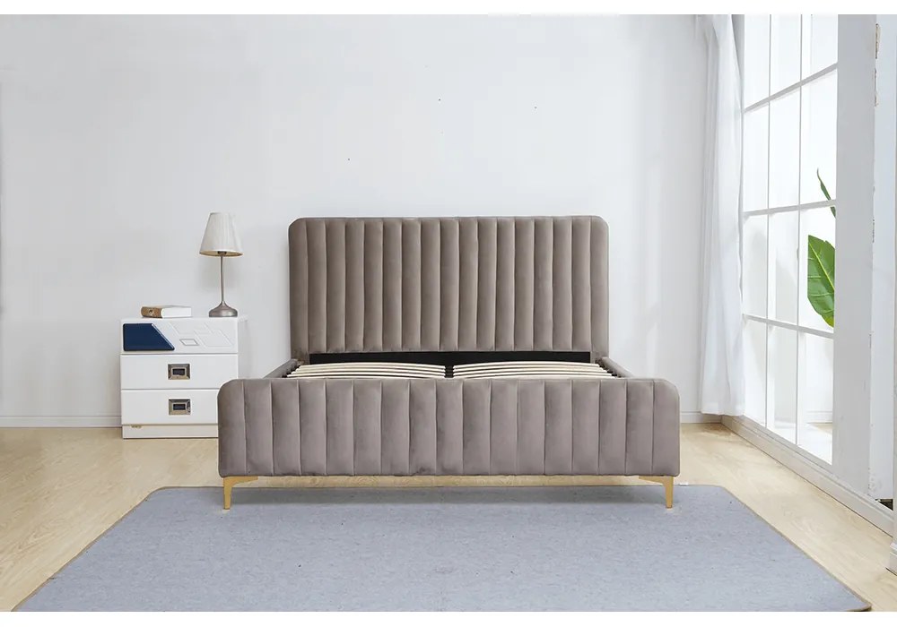 Franciaágy 140 cm Karilla (szürke + barna). 1017200
